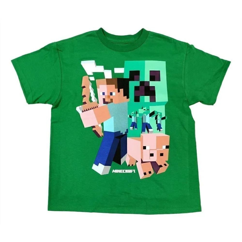 Boys Minecraft Shirt Steve Pig Creeper Zombie Art Deco T-Shirt Tee XXL (18)
